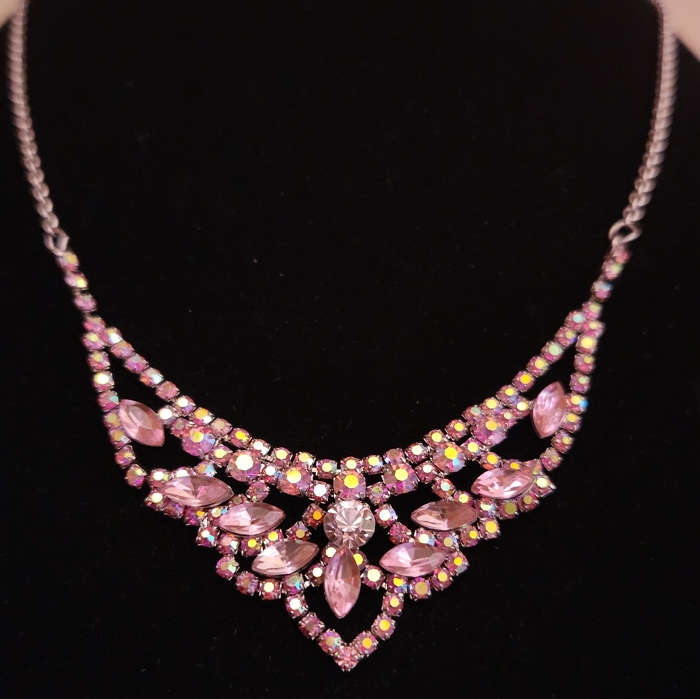 Vintage Rhinestone Bib Necklace